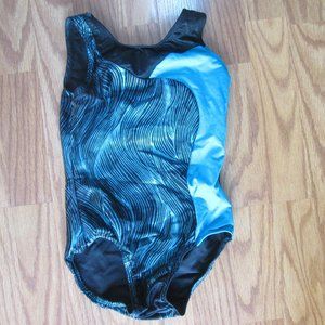 5 for $25  Basic Moves Teal Aqua Black shimmery girls size 12/14 dancewear